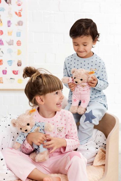 STEIFF® 241659-Teddy and Me Teddybär Mädchen Baby mit Schlafanzug Knopf im Ohr 