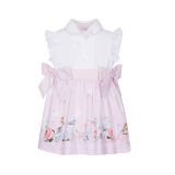 Lapin House Kleid rosa weiss mit Schleifen Vogelmotiv für Mädchen Mini Girls Sommer 2019 Neu 91E3239